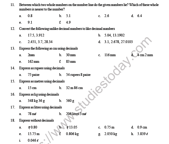 cbse-class-6-maths-decimals-question-bank